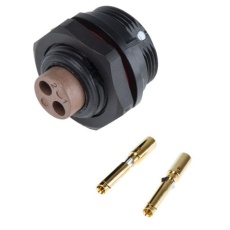 【124-6652】メス 丸型コネクタ、2極、スタンダード、前面取り付け