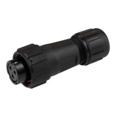 【144-0620】メス 丸型コネクタ、3極、ミニチュア、ケーブルマウント