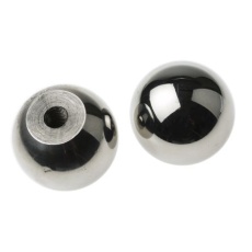 【144-3649】つまみノブ ボール、8 mm 直径:38mm シルバー(2個入り)