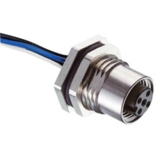 【144-7623】メス 丸型コネクタ、4極、M12