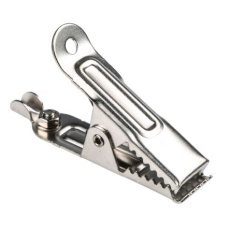 【180-6618】わに口クリップ、25A、30mm、ニッケルめっき - スチール、シルバー