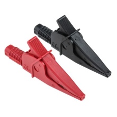 【187-3806】わに口クリップ、20A、39.6mm、黒 、赤