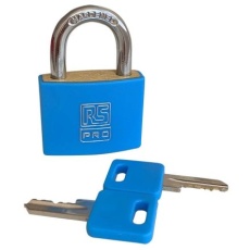 【195-8250】南京錠 シャックル径:6mm 真鍮 青