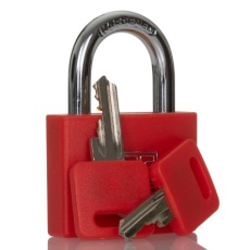 【195-8252】南京錠 シャックル径:6mm 真鍮 赤