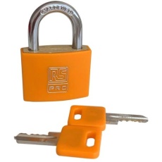 【195-8254】南京錠 シャックル径:6mm 真鍮 オレンジ