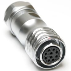 【206-5062】メス 丸型コネクタ、10極、M16、ケーブルマウント