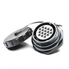 【207-0773】メス 丸型コネクタ、16極、背面取り付け