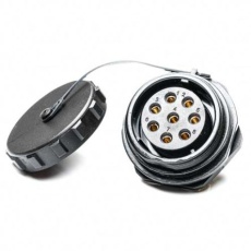 【207-0787】メス 丸型コネクタ、8極、背面取り付け