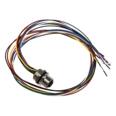 【208-0582】メス 丸型コネクタ、8極、M12、前面取り付け