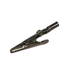 【208-1132】わに口クリップ、4A、9mm、ニッケルめっき、シルバー