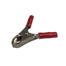 【208-1138】わに口クリップ、15A、21mm、ニッケルめっき、赤