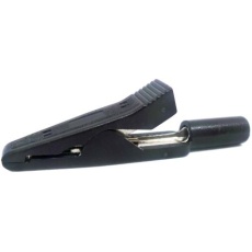 【212-1203】わに口クリップ、8A、8mm、ニッケルめっき黄銅、黒
