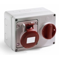 【214-4254】電源コネクタ (産業用コネクタ )、32A、400 V、3P + E、ウォールマウント、ソケット、IP44