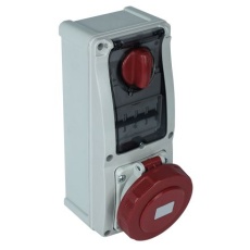 【214-4258】電源コネクタ (産業用コネクタ )、63A、400 V、3P + N + E、ウォールマウント、ソケット、IP44