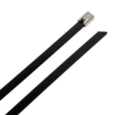 【224-2247】結束バンド、800mm x 8 mm、黒、316 ステンレス鋼、100 個入り