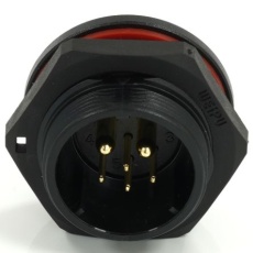 【233-8319】オス 丸型コネクタ、6極、21 mm、背面取り付け