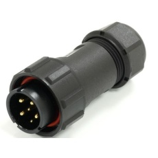 【233-8370】オス 丸型コネクタ 6極 21 mm ケーブルマウント