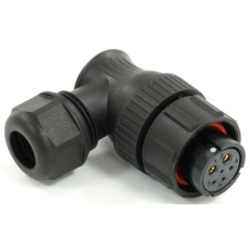 【233-8407】メス 丸型コネクタ、6極、21 mm、ケーブルマウント
