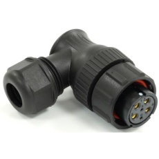 【233-8408】メス 丸型コネクタ、6極、21 mm、ケーブルマウント