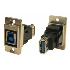 【235-4750】Type-B to A、USB3.0 USBコネクタ、メス to メス、パネルマウント