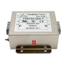 【237-8742】EMIフィルタ、電源ラインフィルタ、ノイズフィルタ、25A、300/520 V ac、3相 シャーシーマウント