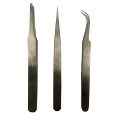 【238-0690】ピンセットセット、低炭素オーステナイト鋼、抗酸耐性あり、ベント、平面、丸型