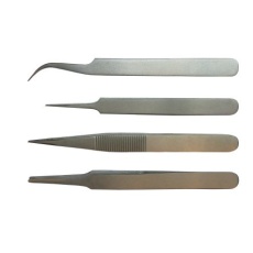 【238-0740】ピンセットセット、低炭素オーステナイト鋼、曲面、細目、丸型、鋭利