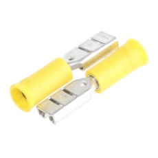 【239-4256】メス スペードコネクタ ダブルクリンプ タイプ: 0.2mm2 → 0.5mm2 26AWG → 22AWG 黄