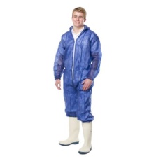 【245-8891】使い捨てオーバーオール XXL 耐液体性及び耐粒子性 青(50個入り)