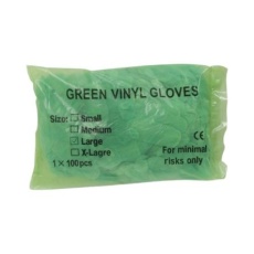 【245-8959】使い捨て手袋 使い捨て手袋パウダー付き 200入り 緑、パウダー付、サイズ:L