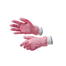 【245-8965】使い捨て手袋 使い捨て手袋パウダー付き 200入り 赤、パウダー付、サイズ:XL