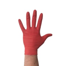 【245-8976】使い捨て手袋 使い捨て手袋パウダーなし 100入り 赤、パウダーフリー、サイズ:S(100個入り)