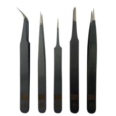 【249-8654】ピンセットセット、鉄、抗酸耐性あり、曲面、細目、丸型、鋭利