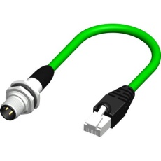 【250-0713】Cat5e イーサネットケーブル、M12 - RJ45、0.5m、緑、ブレード