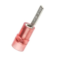 【270-7461】圧着ブレード端子 絶縁 刃長さ10mm 刃幅2.3mm 赤 アンシュラウド、22AWG → 16AWG