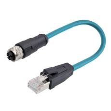 【282-5418】M12 → RJ45 ロボットケーブル 8 ピン 2m メス → オス 塩化ビニール(PVC)