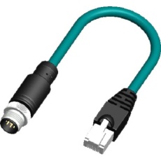 【283-4988】M12 → M12 アクチュエータ/センサーケーブル、8 ピン、5m オス → オス 熱可塑性エラストマ(TPE)