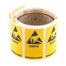 【364-3622】ESDラベル 黄 ビニール Earth Bonding Point(100個入り)