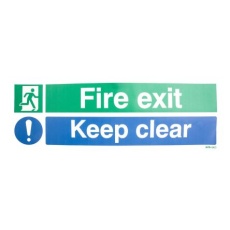 【370-1762】防災ラベル Fire exit Keep clear ビニール 緑/白 ラベル