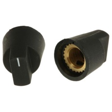 【466-4989】プラスチック ポテンショメータ ノブ、6.4mm 直径:14mm、グラブねじ