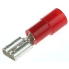 【613-9671】メス スペードコネクタ、レセプタクル タイプ: 0.5mm2 → 1.5mm2 22AWG → 16AWG、赤