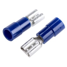 【613-9889】メス スペードコネクタ、レセプタクル タイプ: 1.5mm2 → 2.5mm2 16AWG → 14AWG、青