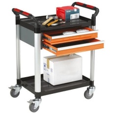 【669-3768】台車 なし 2段 アルミニウム 630 x 424mm 負荷容量100kg ライトデューティ