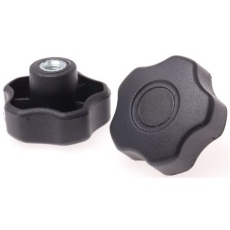 【702-7608】つまみノブ マルチローブ、M8 直径:50mm 黒