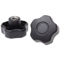 【702-7667】つまみノブ マルチローブ、M10 直径:50mm 黒