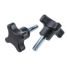 【702-7695】つまみノブ 4-Arm、M8 直径:40mm 黒