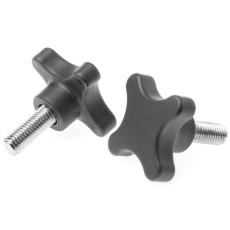 【702-7706】つまみノブ 4-Arm、M12 直径:60mm 黒