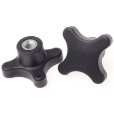 【702-7718】つまみノブ 4-Arm、M8 直径:50mm 黒