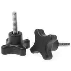 【702-7737】つまみノブ 4-Arm、M6 直径:40mm 黒