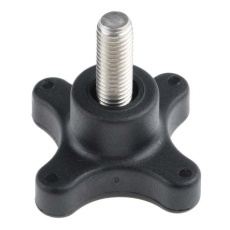 【702-7746】つまみノブ 4-Arm、M10 直径:60mm 黒